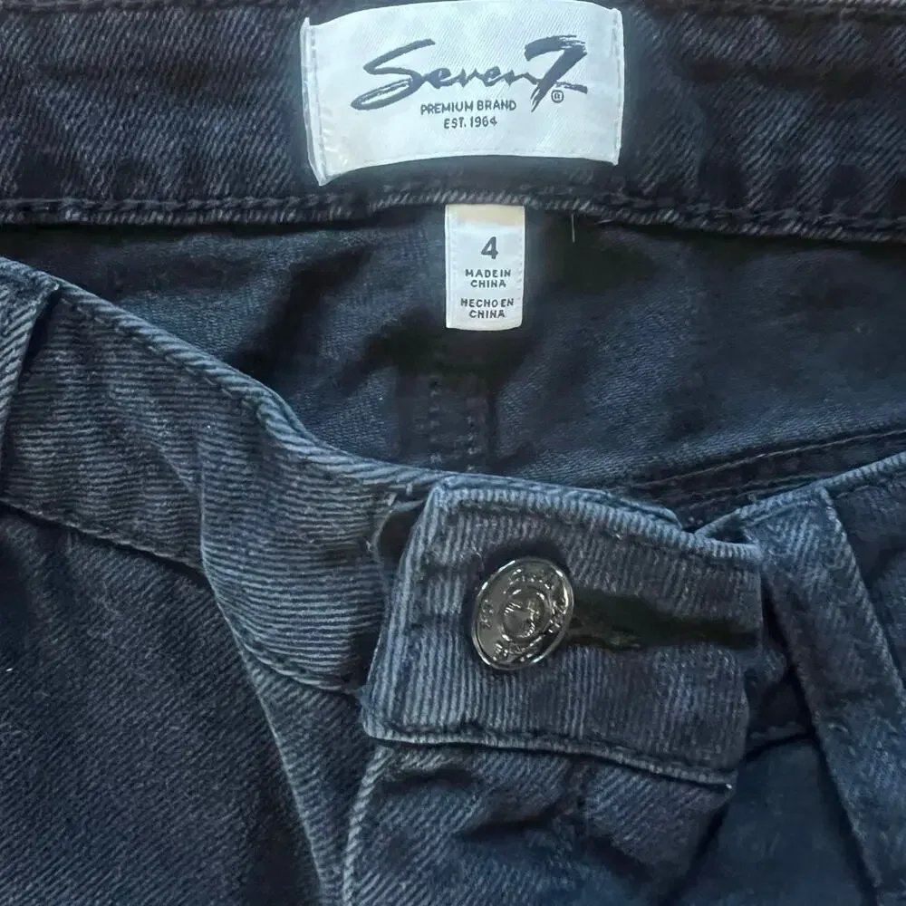 Seven7 Black Distressed Rhinestone "Weekend Short" Denim | Women’s 4 - Picture 5 of 5